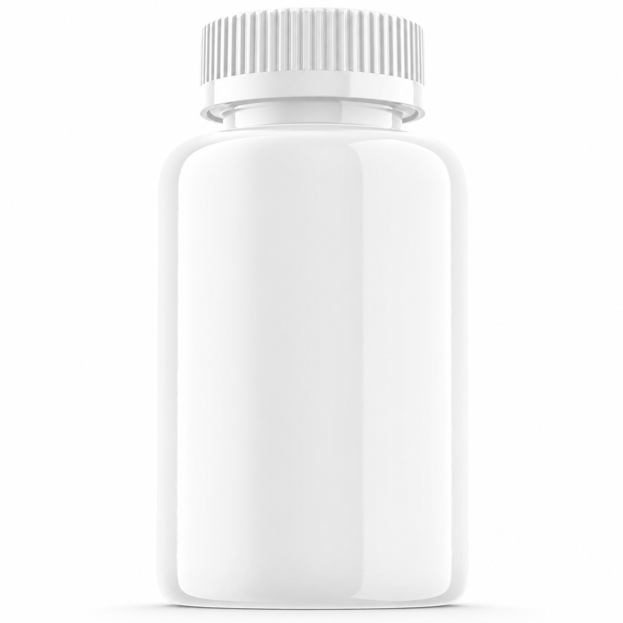 Unlabeled supplement bottle representing a typical basic formula